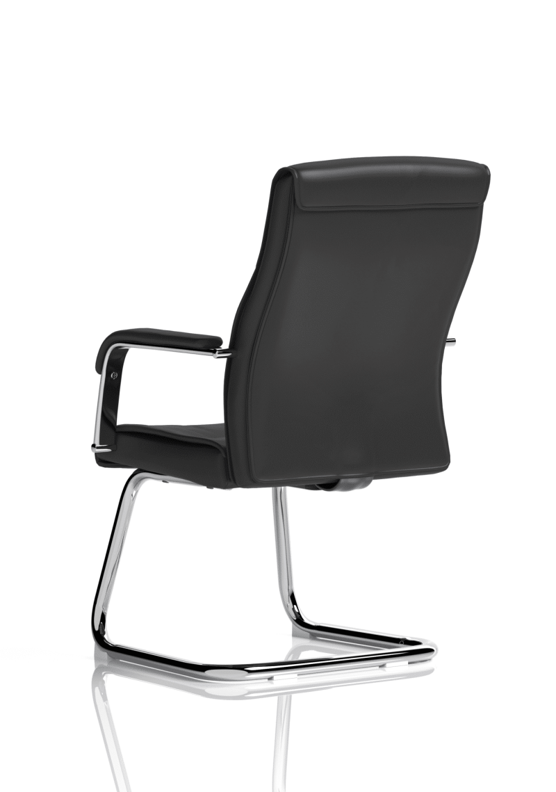 Carter Medium Back Black Leather Cantilever Visitor Office Chair with Arms - Image 2