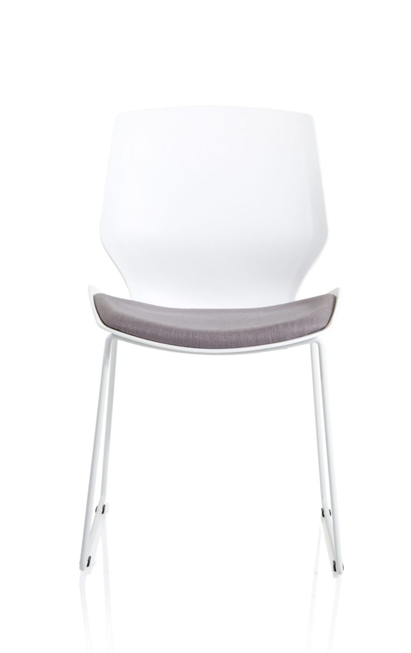 Florence Sled White Frame Fabric Seat Visitor Chair - Image 2