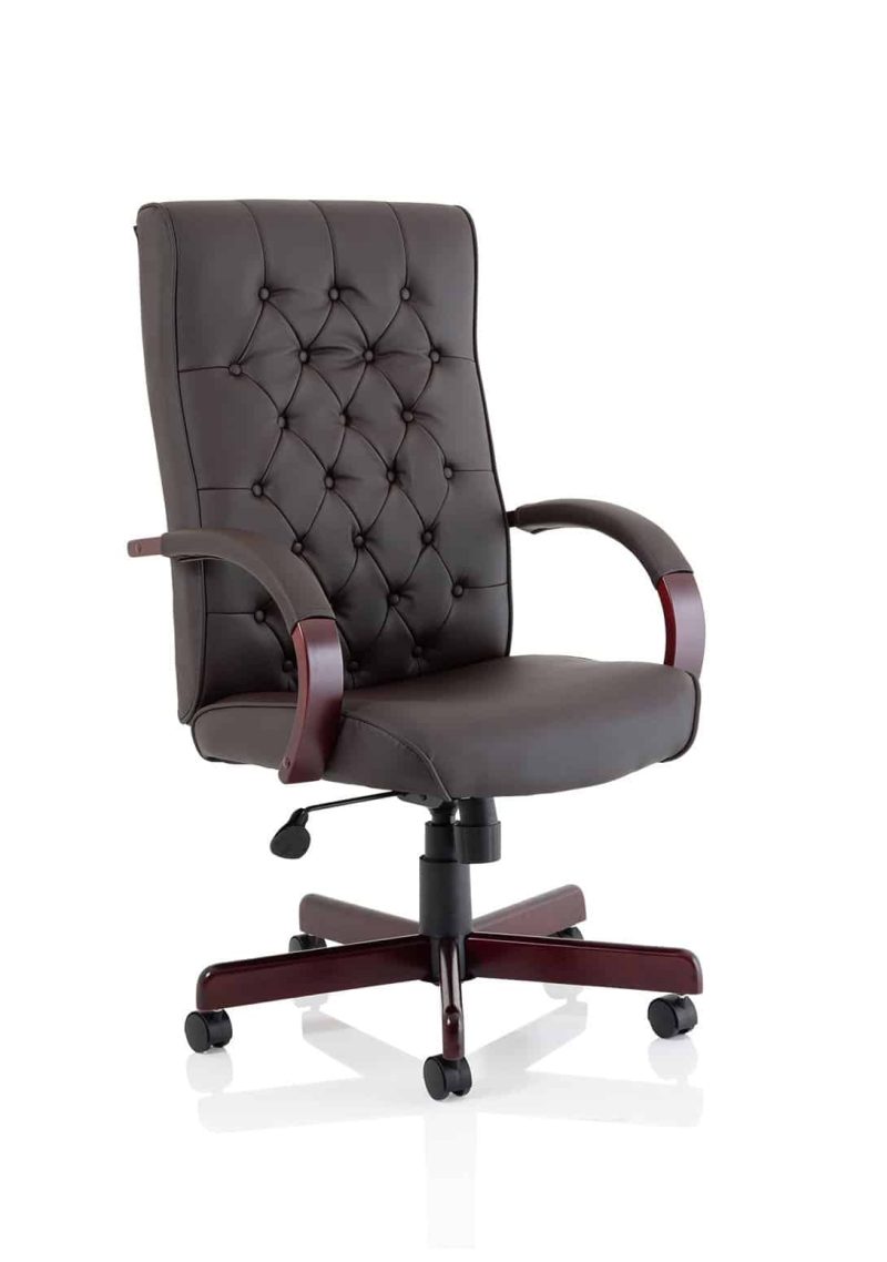 Chesterfield High Back Leather Executive Office Chair with Arms - Image 19