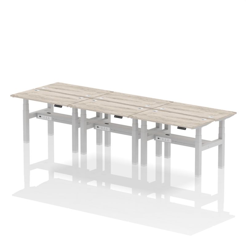 Air Back-to-Back Slimline Height Adjustable Bench Desk - 6 Person - Image 5