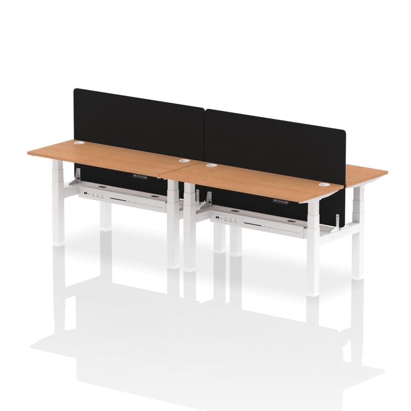 Air Back-to-Back Slimline Height Adjustable Bench Desk - 4 Person with Black Straight Screen - Image 30