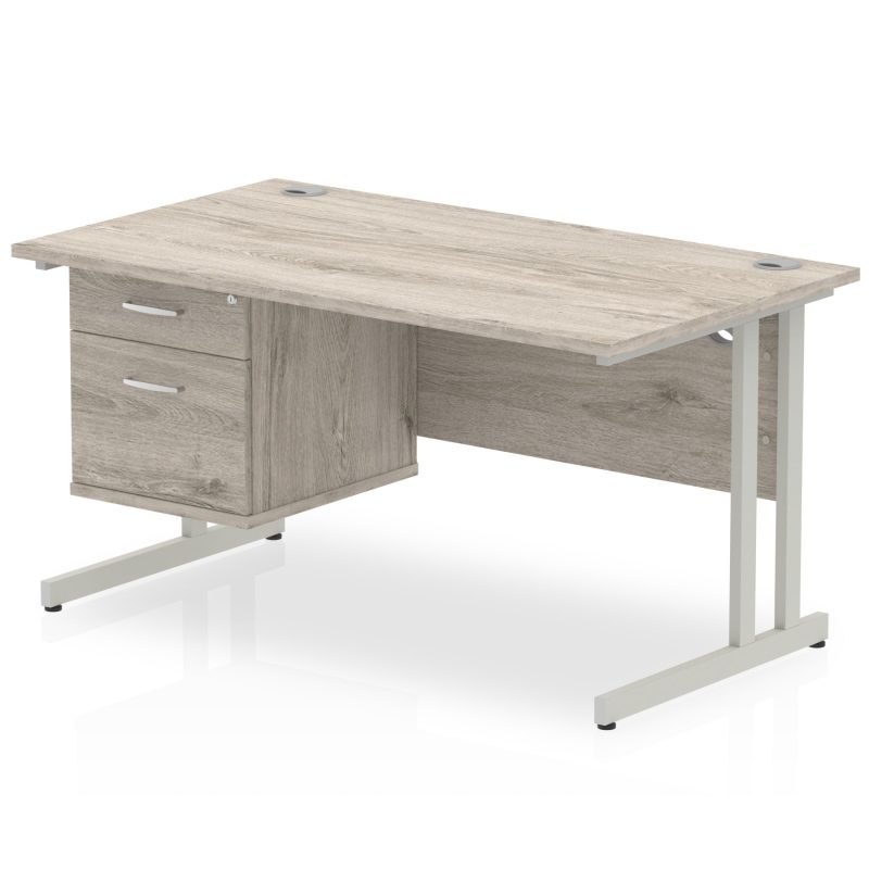 Impulse 1400mm Cantilever Straight Desk With Single Fixed Pedestal - Image 15