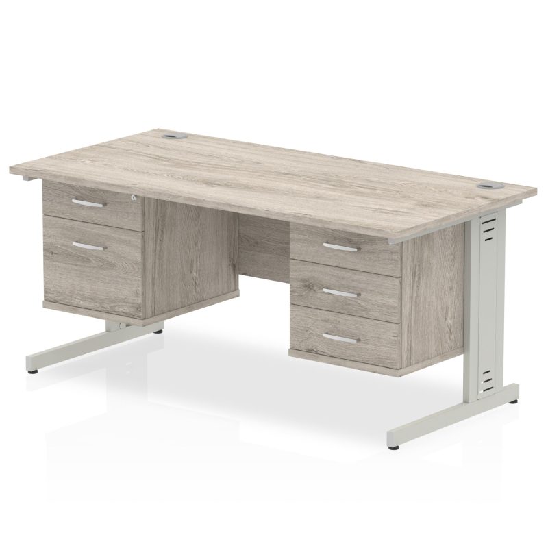 Impulse 1600mm Cable Managed Straight Desk With Two Fixed Pedestal - Image 7