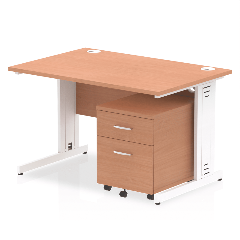 Impulse 1200mm Cable Managed Straight Desk With Mobile Pedestal - Image 44