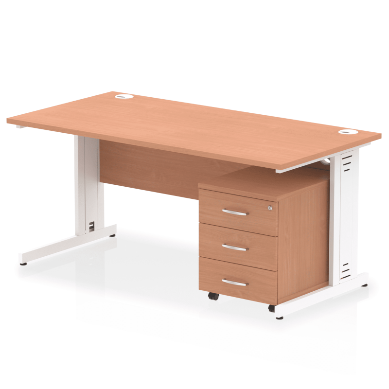 Impulse 1600mm Cable Managed Straight Desk With Mobile Pedestal - Image 10