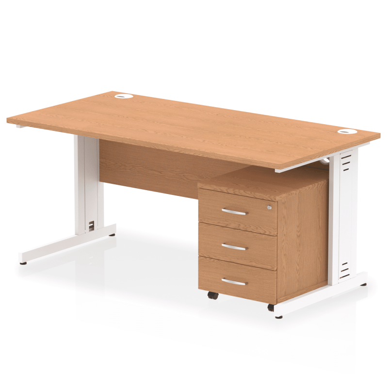 Impulse 1600mm Cable Managed Straight Desk With Mobile Pedestal - Image 13