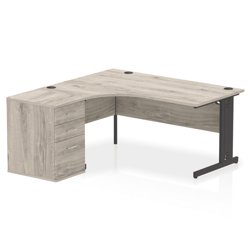 Impulse 1600mm Cable Managed Left Crescent Desk Workstation - Image 27