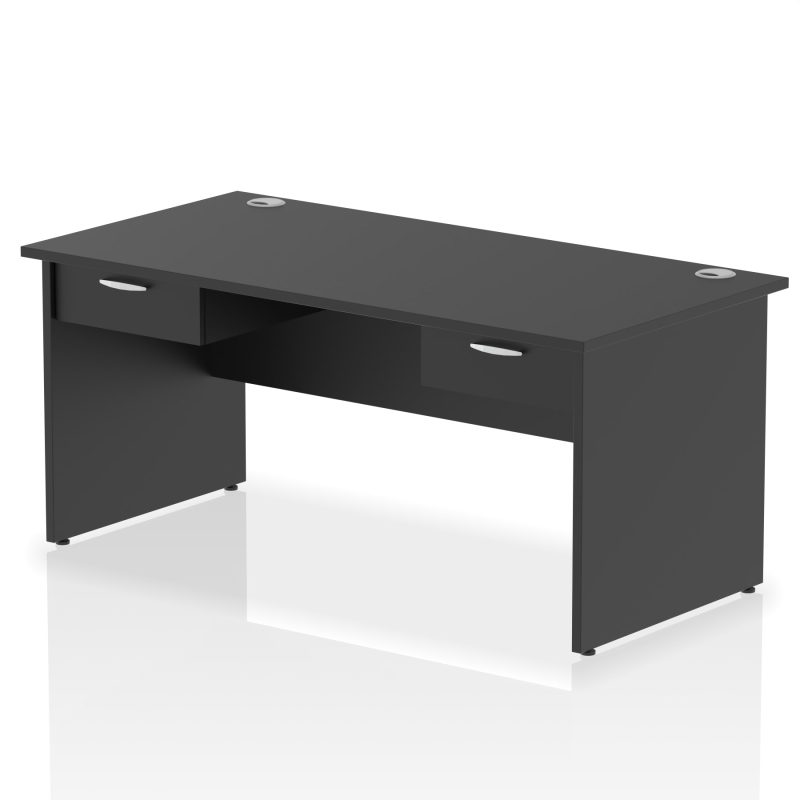 Impulse Panel End Straight Desk Frame With Two One Drawer Fixed Pedestals - Image 2