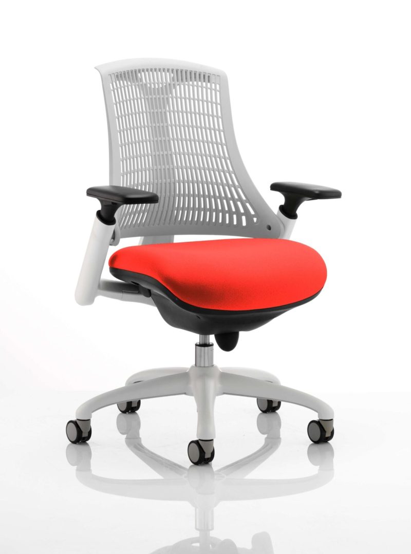 Flex Medium Back White Frame Task Operator Office Chair with Arms - Image 27