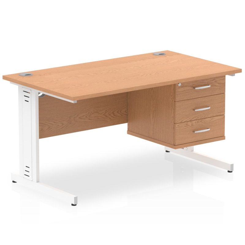 Impulse 1400mm Cable Managed Straight Desk With Single Fixed Pedestal - Image 16