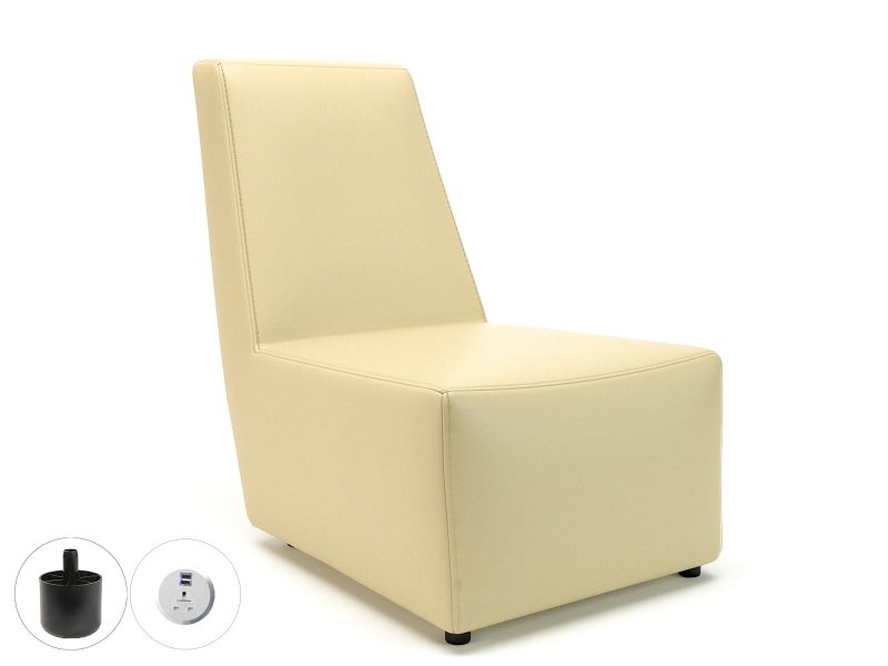 Pella 65cm Wide Chair in Cristina Marrone Ultima Faux Leather with Socket - Image 10