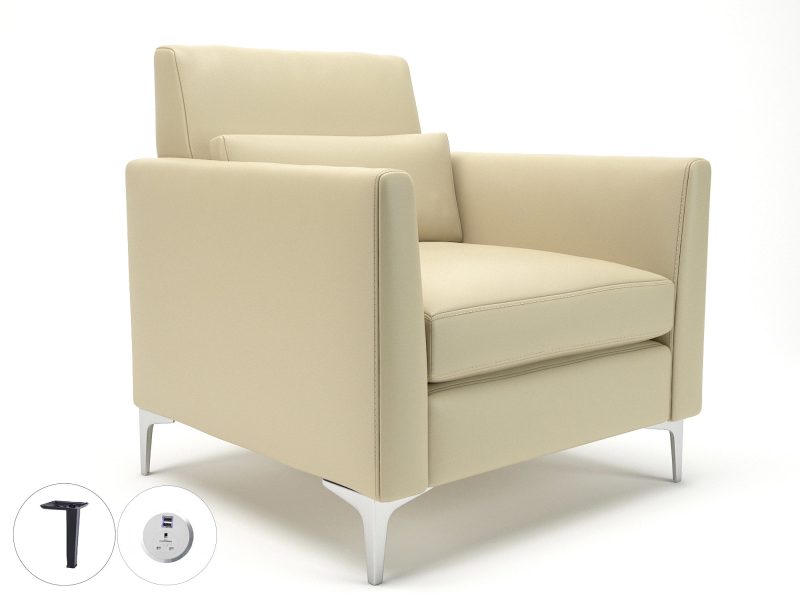 Roselle 90cm Wide Armchair in Cristina Marrone Ultima Faux Leather with Socket - Image 16