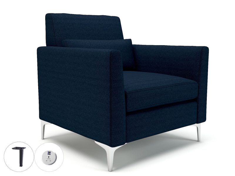 Roselle 90cm Wide Armchair in Camira Era Fabric with Socket - Image 28