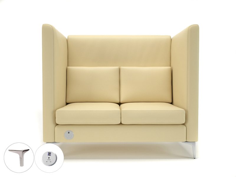 Altus 128cm Wide Privacy Booth in Cristina Marrone Ultima Faux Leather with Socket - Image 38