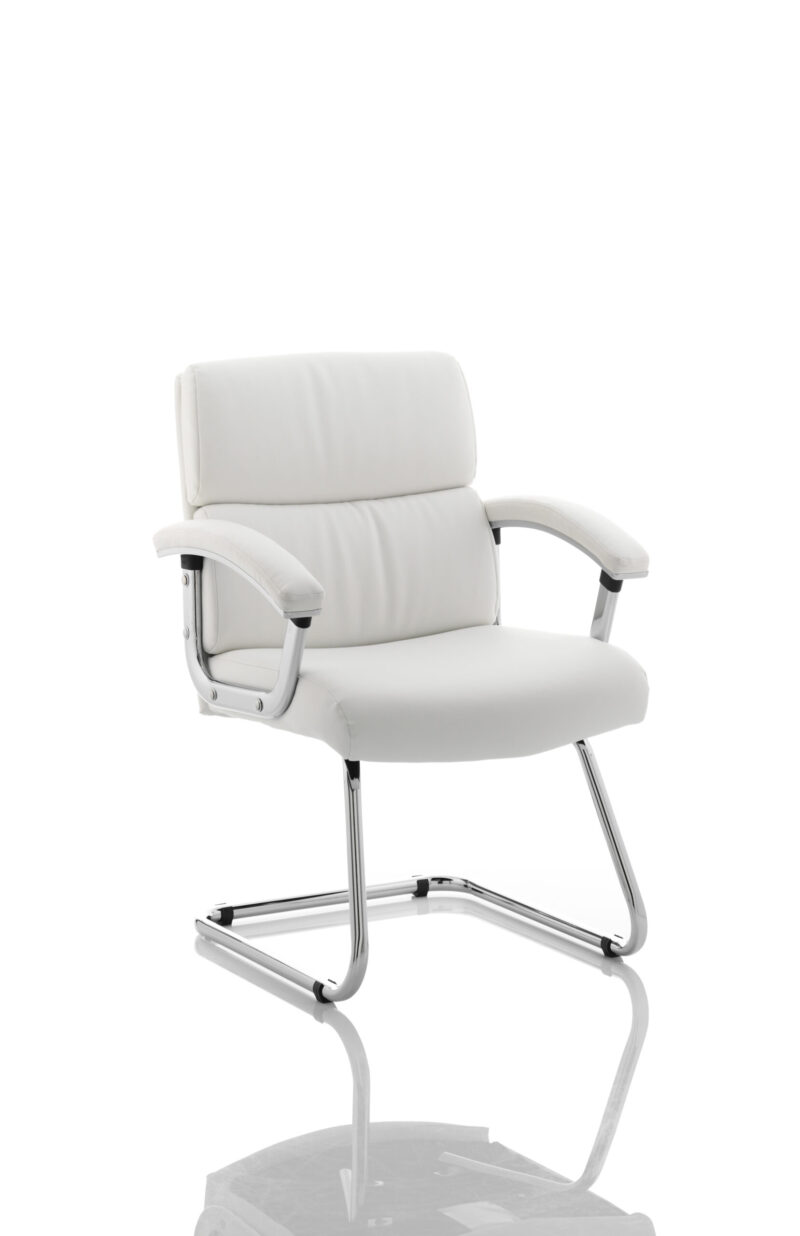Desire Medium Back Leather Cantilever Visitor Chair with Arms - Image 2