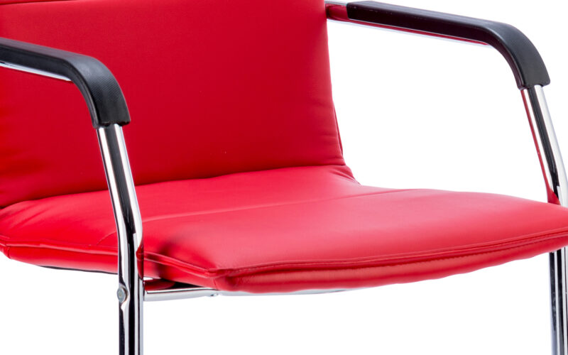 Echo Medium Back Leather Cantilever Visitor Chair with Arms - Image 12