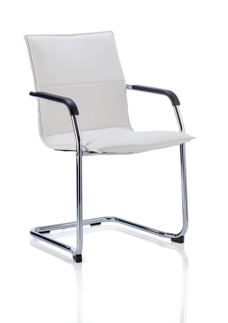 Echo Medium Back Leather Cantilever Visitor Chair with Arms - Image 17