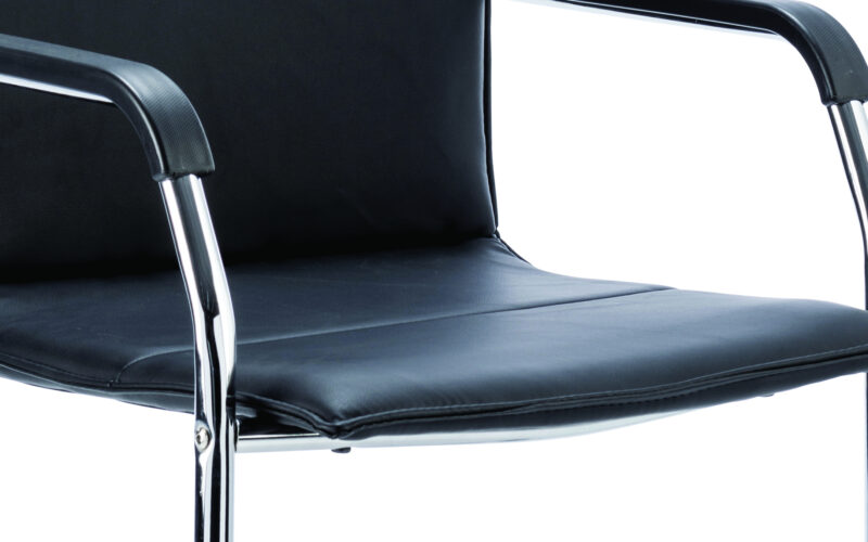 Echo Medium Back Leather Cantilever Visitor Chair with Arms - Image 4