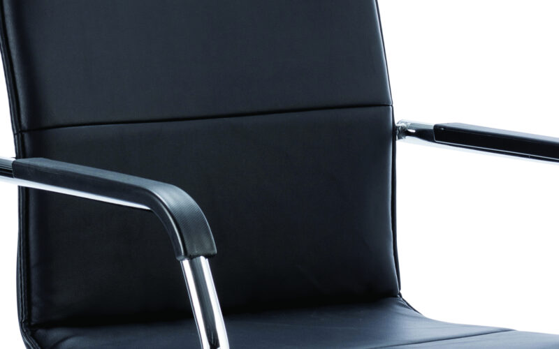 Echo Medium Back Leather Cantilever Visitor Chair with Arms - Image 6