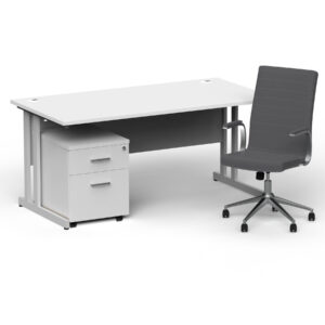 Impulse 1600mm Cantilever Straight Desk With Mobile Pedestal and Ezra Grey Executive Chair - Image 9