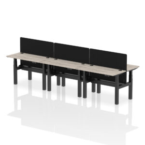 Air Back-to-Back Slimline Height Adjustable Bench Desk - 6 Person with Black Straight Screen - Image 7