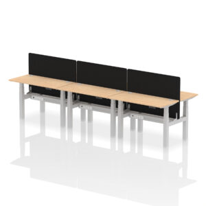 Air Back-to-Back Slimline Height Adjustable Bench Desk - 6 Person with Black Straight Screen - Image 11