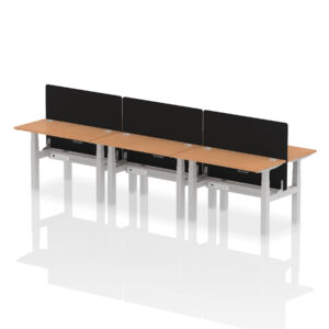 Air Back-to-Back Slimline Height Adjustable Bench Desk - 6 Person with Black Straight Screen - Image 14