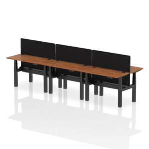 Air Back-to-Back Slimline Height Adjustable Bench Desk - 6 Person with Black Straight Screen - Image 16