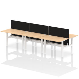 Air Back-to-Back Height Adjustable Bench Desk - 6 Person with Black Straight Screen - Image 12