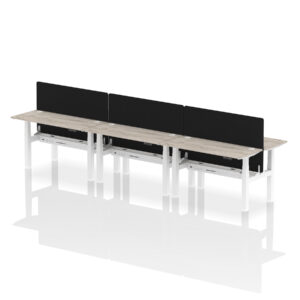Air Back-to-Back Slimline Height Adjustable Bench Desk - 6 Person with Black Straight Screen - Image 30