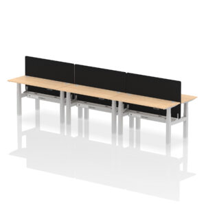 Air Back-to-Back Slimline Height Adjustable Bench Desk - 6 Person with Black Straight Screen - Image 32