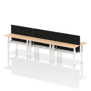 Air Back-to-Back Slimline Height Adjustable Bench Desk - 6 Person with Black Straight Screen - Image 33