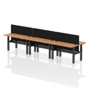 Air Back-to-Back Slimline Height Adjustable Bench Desk - 6 Person with Black Straight Screen - Image 34