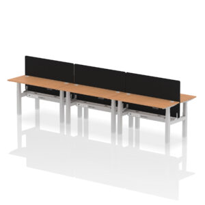 Air Back-to-Back Slimline Height Adjustable Bench Desk - 6 Person with Black Straight Screen - Image 35