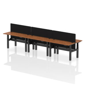 Air Back-to-Back Slimline Height Adjustable Bench Desk - 6 Person with Black Straight Screen - Image 37