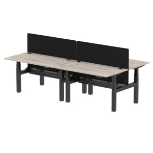Air Back-to-Back Height Adjustable Bench Desk - 4 Person with Black Straight Screen - Image 28