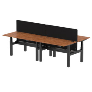 Air Back-to-Back Height Adjustable Bench Desk - 4 Person with Black Straight Screen - Image 37