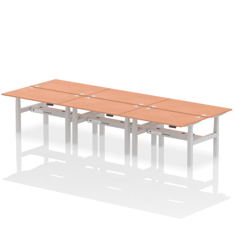 Air Back-to-Back Height Adjustable Bench Desk - 6 Person - Image 23