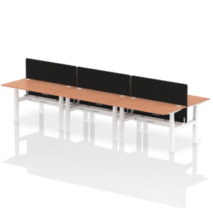 Air Back-to-Back Height Adjustable Bench Desk - 6 Person with Black Straight Screen - Image 24