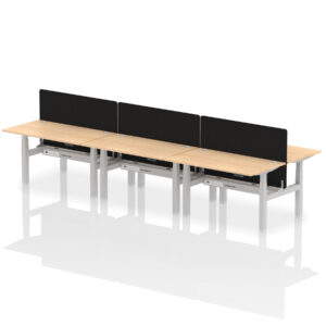 Air Back-to-Back Height Adjustable Bench Desk - 6 Person with Black Straight Screen - Image 32
