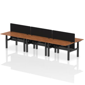 Air Back-to-Back Height Adjustable Bench Desk - 6 Person with Black Straight Screen - Image 37