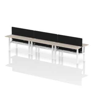 Air Back-to-Back Slimline Height Adjustable Bench Desk - 6 Person with Black Straight Screen - Image 51
