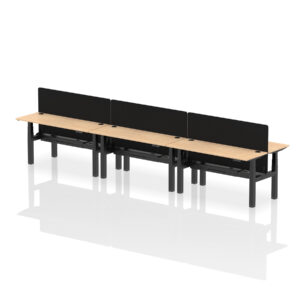 Air Back-to-Back Slimline Height Adjustable Bench Desk - 6 Person with Black Straight Screen - Image 52