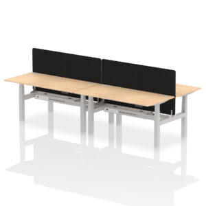 Air Back-to-Back Height Adjustable Bench Desk - 4 Person with Black Straight Screen - Image 53