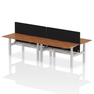 Air Back-to-Back Scalloped Edge Height Adjustable Bench Desk - 4 Person with Black Straight Screen - Image 50