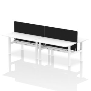 Air Back-to-Back Height Adjustable Bench Desk - 4 Person with Black Straight Screen - Image 63