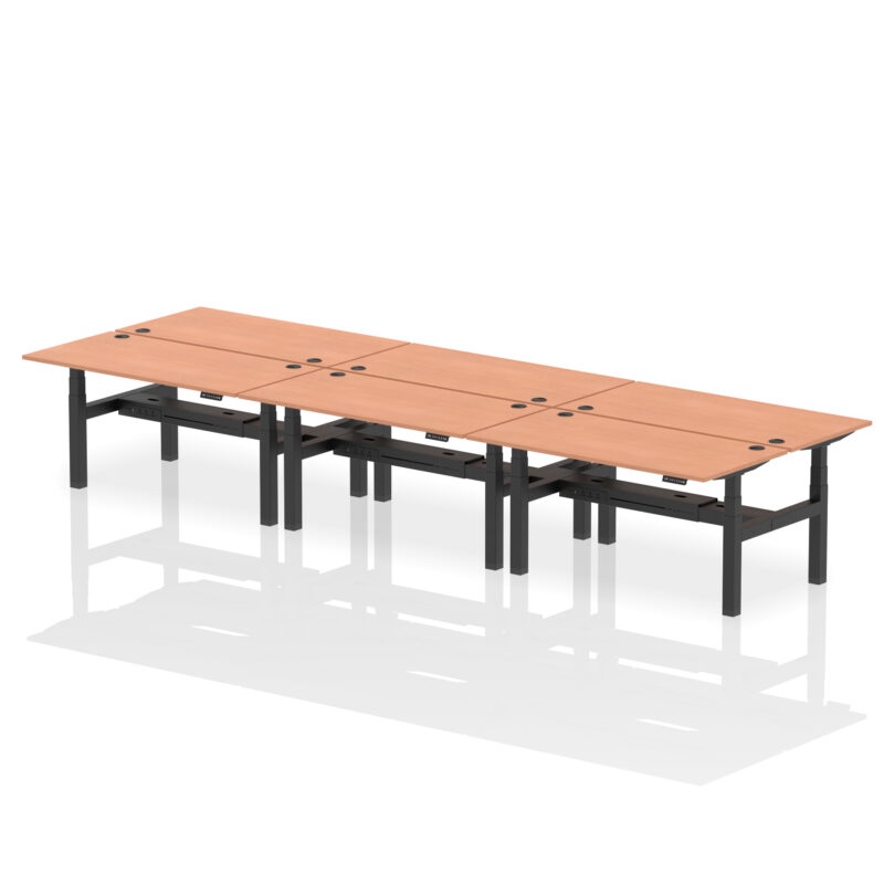 Air Back-to-Back Height Adjustable Bench Desk - 6 Person - Image 43