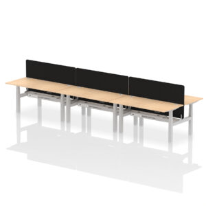 Air Back-to-Back Height Adjustable Bench Desk - 6 Person with Black Straight Screen - Image 53