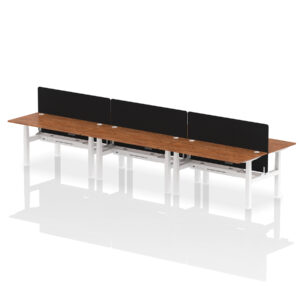 Air Back-to-Back Height Adjustable Bench Desk - 6 Person with Black Straight Screen - Image 60
