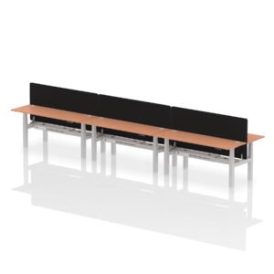 Air Back-to-Back Slimline Height Adjustable Bench Desk - 6 Person with Black Straight Screen - Image 65